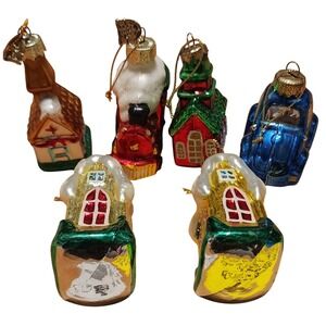 Thomas Pacconi Set of 6 Glass Christmas Ornaments  Festive Holiday Deco